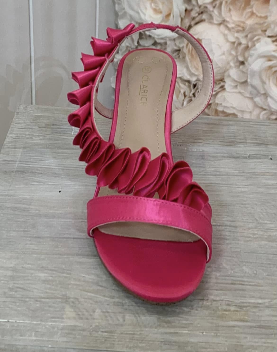 Pink satin sandal