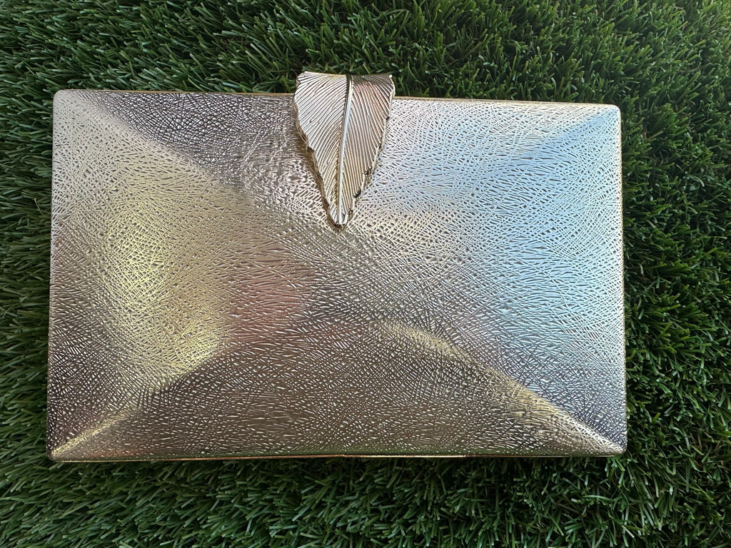 Gold clutch with gold leaf clasp