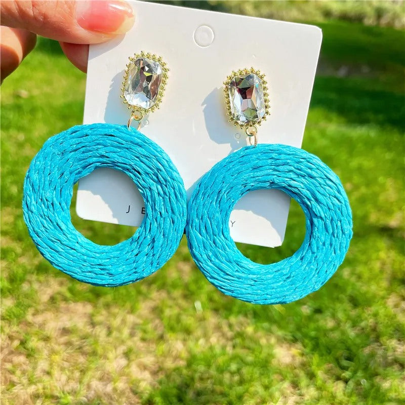 Diamante round earring - various colours
