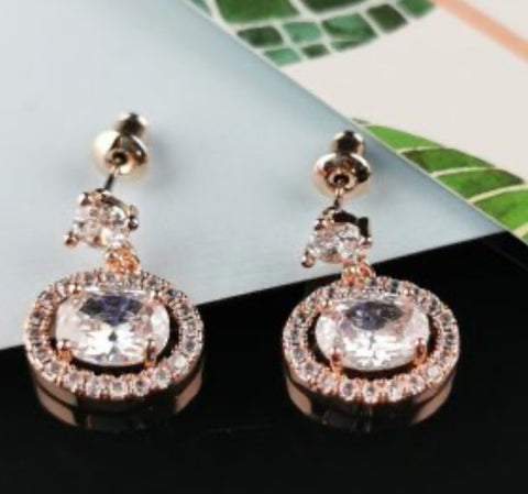 Diamond and rose gold drop earrings - NE3216