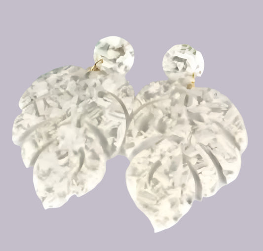 White Leaf Earring - RE1006
