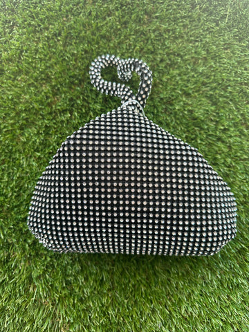 Black and silver sparkle clutch with wrist strap