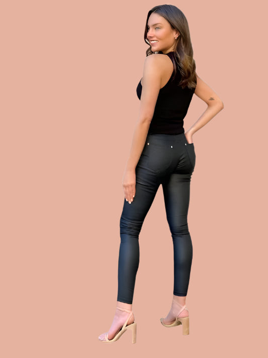 Black Wet Look Pants
