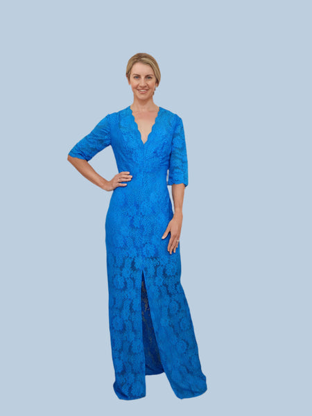 Roxanne Lace Gown - Bright Blue