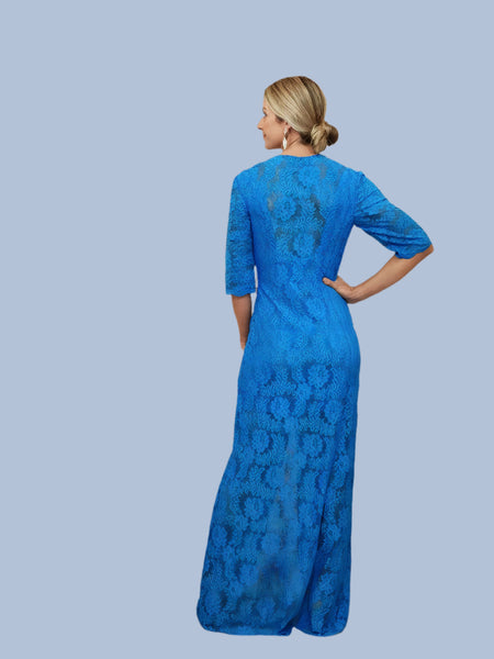 Roxanne Lace Gown - Bright Blue