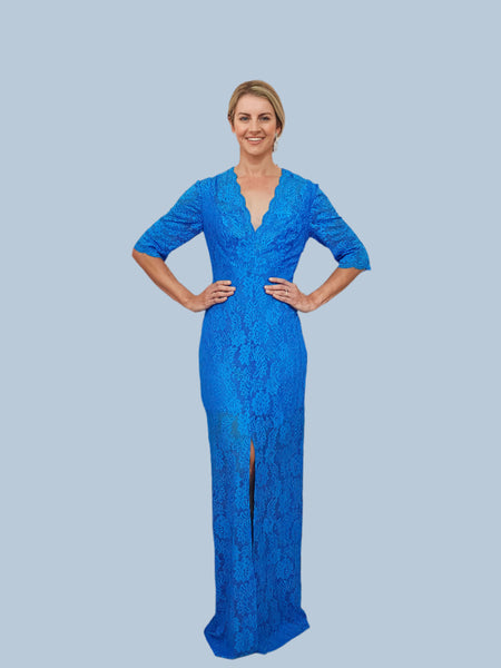 Roxanne Lace Gown - Bright Blue