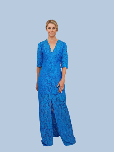 Roxanne Lace Gown - Bright Blue