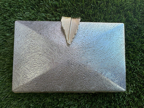 Silver clutch with rose gold detail