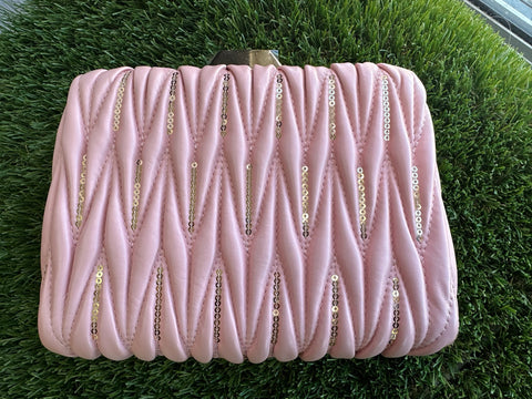 Pink clutch with rose gold detail