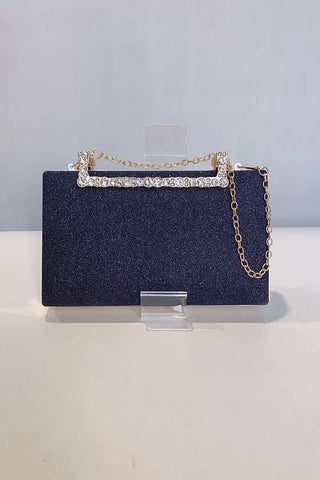 Navy clutch with gold detail