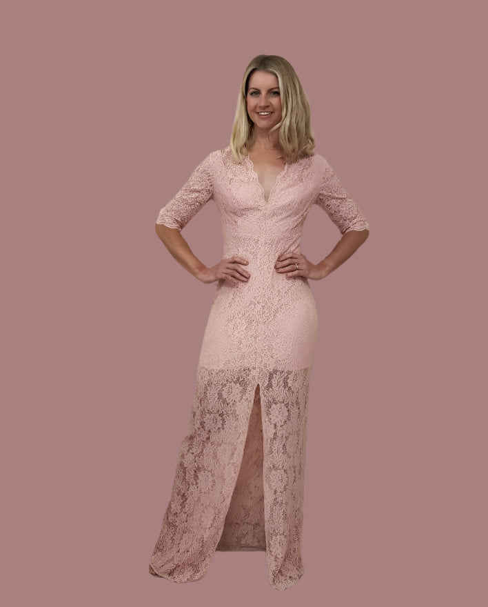 Roxanne Lace Gown - Pink
