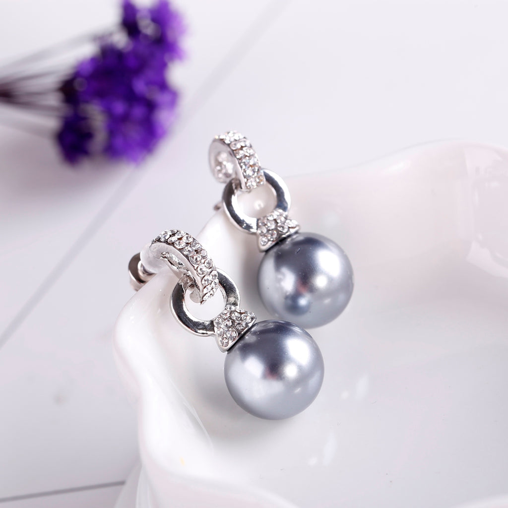 HL01939E - Pewter and Diamond Earring