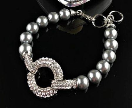 Pewter pearl bracelet - SNE11919
