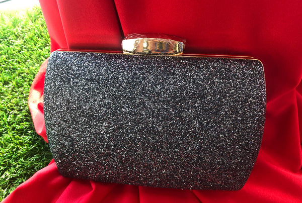Smooche clutch gunmetal sparkle large