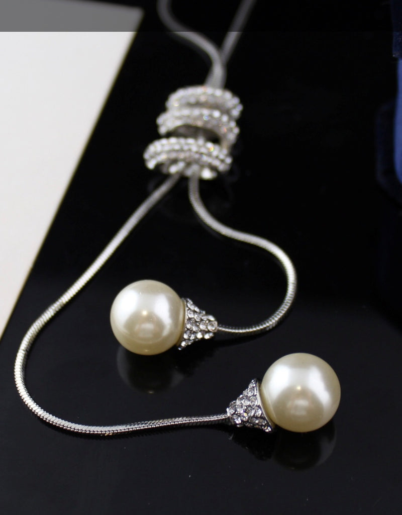 Cream Pearl Long Necklace - HL02275