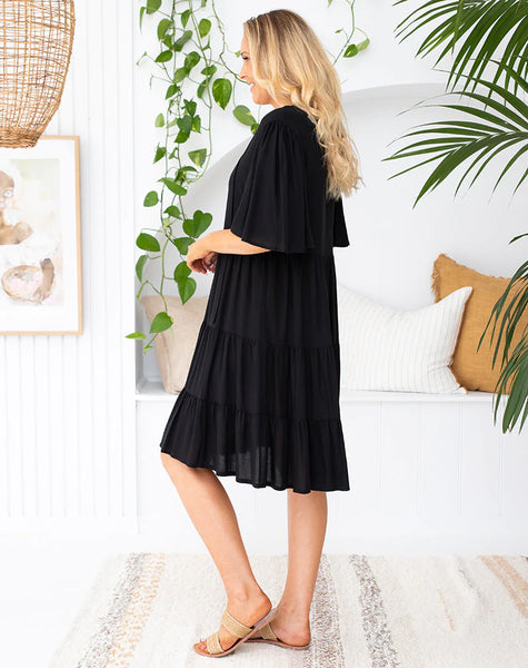 Tie babydoll dress - black
